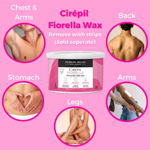 Vista 2 de Cirepil - Fiorella - Lata de cera suave de 14.11 onzas - Aroma de peonía fresca y fórmula sin colofonia - Cera para principiantes para cara y cuerpo