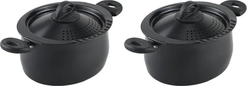 Vista 9 de Bialetti- 7265 Oval 5.5 cuarto de pasta olla con tapa de colador, antiadherente, 1, negro