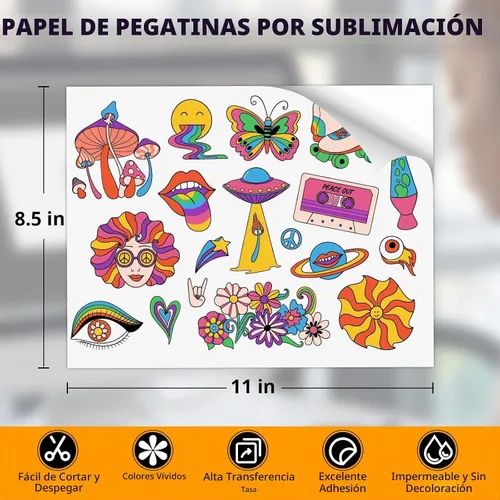 Vista 5 de HTVRONT Papel de Pegatinas de Sublimación - 50 Piezas Calcomanías de Sublimación Impermeables Transparentes Brillantes de 8.5 * 11 pulgadas