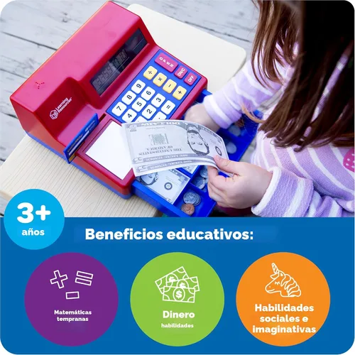 Vista 5 de Juguete de registro de calculadora de simulación y juego de recursos de aprendizaje Azul y rojo