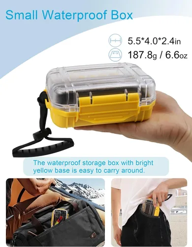 Vista 2 de Caja impermeable pequeña caja seca mini contenedor impermeable estuche de almacenamiento impermeable a prueba de agua, 5.5 pulgadas de largo x 4