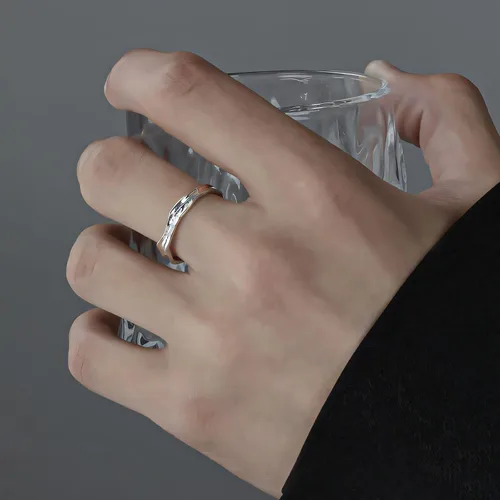 Vista 21 de Anillo de plata de ley 925, minimalista, ajustable, hecho a mano, para mujeres y niñas