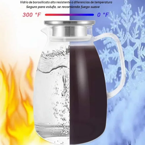 Vista 4 de Jarra de vidrio con tapa y asa, jarra de borosilicato resistente al calor