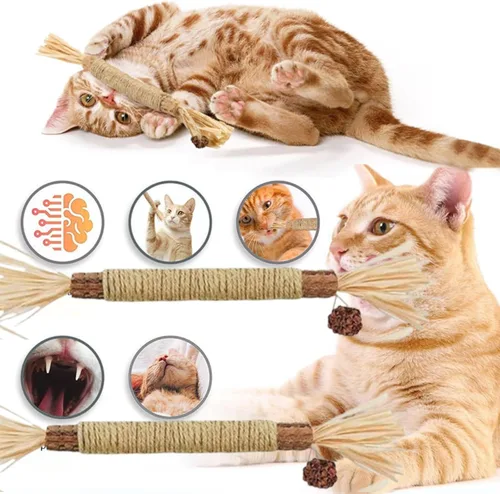 Vista 5 de Silvervine - Palitos dentales naturales Silvervine para gatos, resistentes a arañazos y mordeduras, juguete para gatos de interior y gatos adultos