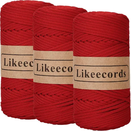 Vista 7 de Likeecords Cordón de macramé trenzado de poliéster de 0.157 in, 140 yardas, 426 pies, hilo elástico para bolsa de ganchillo para manualidades