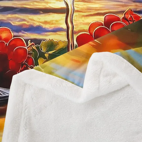 Vista 4 de Manta de franela champán para todas las estaciones, romántica manta de cama de vino tinto para decoración del hogar kawaii, manta de feliz día