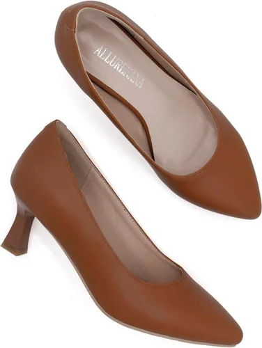 Vista 3 de ALLURENANA Zapatos de tacón bajo para mujer, puntera puntiaguda, gruesos, cómodos, sin cordones, tacón de bloque, puntera cerrada, zapatos de vestir