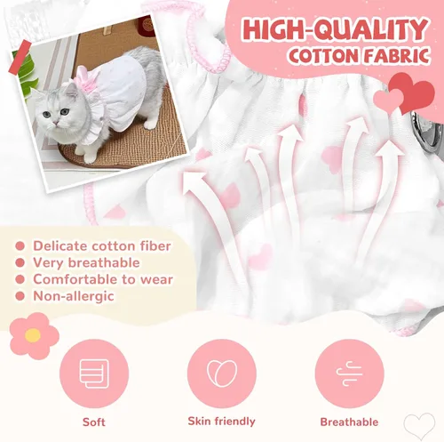 Vista 5 de Vestidos para perros pequeños, hembra, perro, gato, vestido lindo de algodón extra de verano, decoración de lazo, traje de cumpleaños, ropa de Rosa