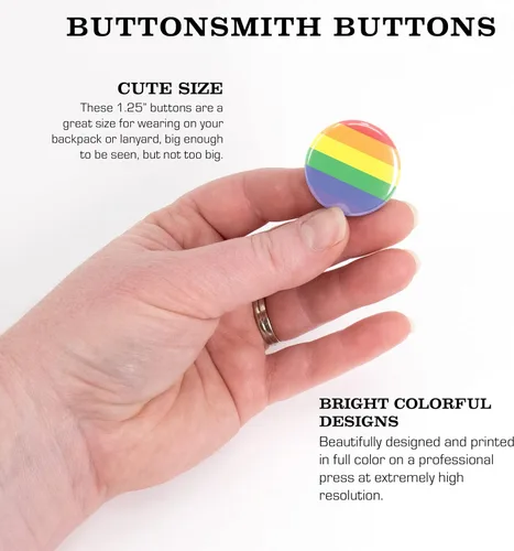 Vista 4 de Buttonsmith Botones Rainbow and Pride - Fabricado en los Estados Unidos - Union Made