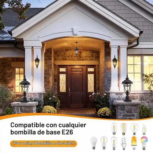 Vista 9 de Lámpara de pared para exteriores con sensor de anochecer a amanecer, accesorio de linterna de pared exterior de 18 pulgadas para casa, iluminación