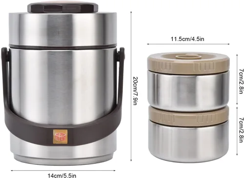 Vista 3 de LIZEALUCKY Lonchera aislada al vacío de acero inoxidable 304 de 50.7 fl oz de gran capacidad, contenedores térmicos para almuerzo, 3 capas