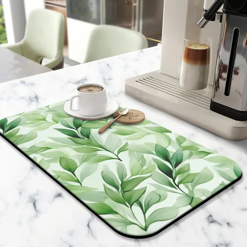 Vista 22 de Tapete de secado de platos para encimera de cocina, 20 x 12 pulgadas, lavable, almohadilla de secado rápido de platos, parte trasera de goma Flores