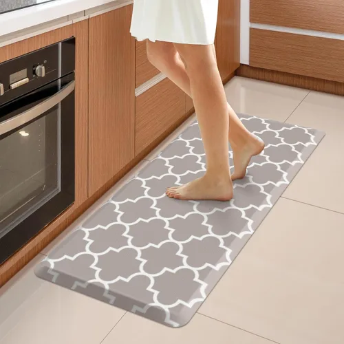 Vista 34 de WISELIFE Tapete de cocina acolchado antifatiga, 17.3 x 28 pulgadas, antideslizante, resistente, de PVC, ergonómico, impermeable, cómodo