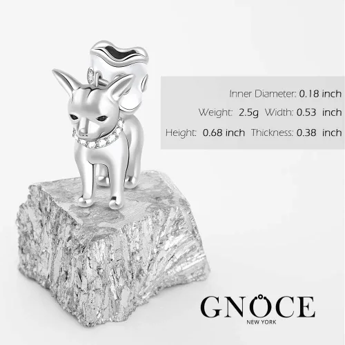 Vista 3 de Gnoce Collar con colgante de cachorro de plata de ley "Love My Chihuahua" collar para mascotas con circonita, joyería solitaria para mujeres, niñas