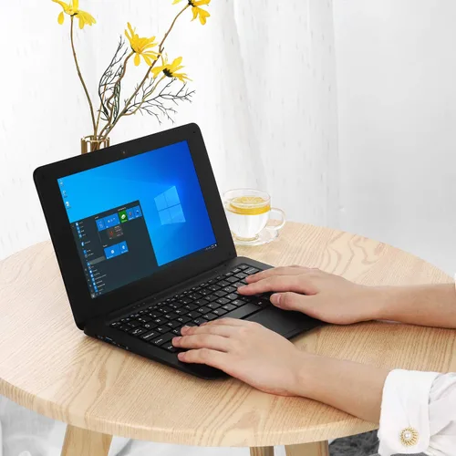 Vista 3 de Windows 10 Ordenador portátil Mini 10 pulgadas 32GB ultrafino y ligero Netbook Quad Core CPU PC HDMI WiFi USB YouTube (negro)