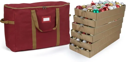 Vista 101 de Covermates Keepsakes Bolsa de almacenamiento ajustable para adornos, con asas de transporte, protección acolchada, ruedas dobles, almacenamiento