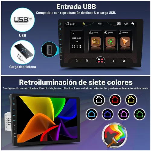 Vista 7 de UNITOPSCI 9 pulgadas único DIN inalámbrico Apple CarPlay Android Auto coche estéreo pantalla táctil Bluetooth FM receptor de radio de coche espejo