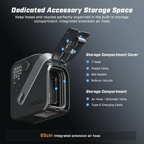 Vista 5 de CYCPLUS AL7 Inflador de neumáticos, compresor de aire portátil para camiones y camionetas, inflador de neumáticos de alta potencia 4 veces más