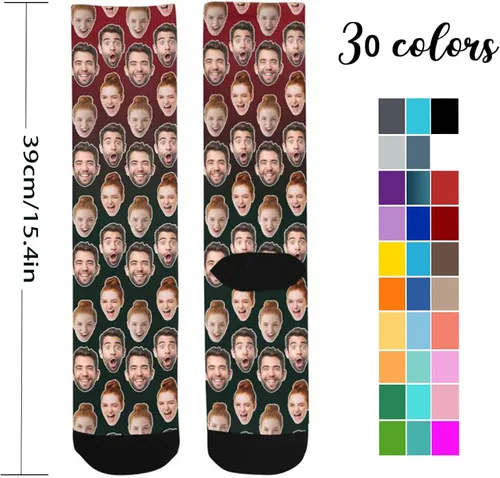 Vista 3 de D-Story Calcetines personalizados con foto, fabricados en Estados Unidos, calcetines personalizados de 1 a 3 caras, regalos para niños y adultos