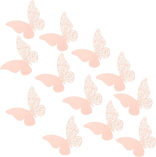 Vista 9 de 12 calcomanías de pared de mariposa 3D, decoración de pared de bricolaje, mariposas de papel extraíbles, decoración de dormitorio de niños y boda