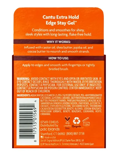 Vista 2 de Dr Teal's Cantu - Gel de manteca de karité Extra Hold Edge Stay, 6.75 onzas (paquete de 3)
