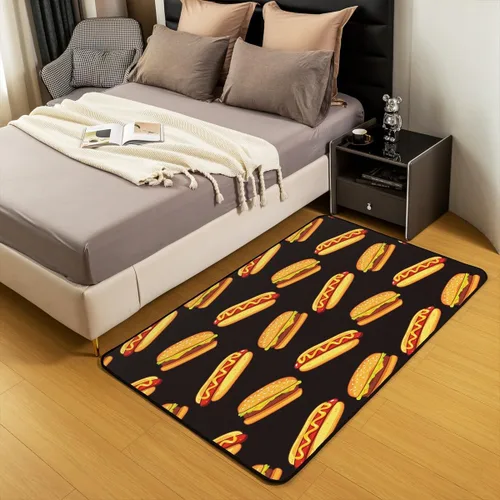 Vista 5 de jejeloiu Hamburger - Alfombra decorativa de 3 x 5 pies, diseño de caricaturas, juego de alfombrillas ultra gruesas y suaves