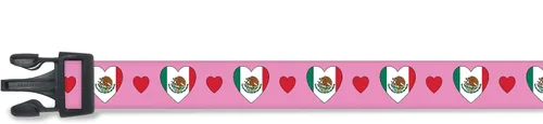Vista 5 de Collar de perro de México I Love Mexico Estilo de hebilla de liberación rápida Azul Bandera de México para perros extra pequeños
