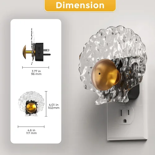 Vista 6 de L LOHAS LED - Luz nocturna de concha, luces nocturnas enchufables en la pared, luces nocturnas regulables enchufables con sensor de luz, 0-100LM