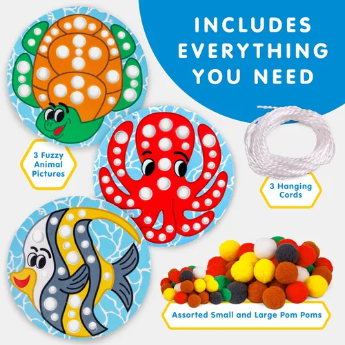 Vista 5 de National Geographic - Kit de manualidades con pompones para niños, kit de manualidades para niños pequeños, arte preescolar, manualidades para niños