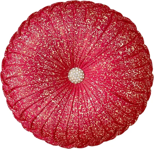 Vista 7 de EUCIOR Almohada decorativa redonda, almohada circular hecha a mano, almohadas redondas de cuero metálico liso para sofá, decoración del hogar