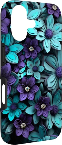 Vista 3 de Purple Flowers Teal Blue Floral Cute Botanical Garden Print Case for iPhone 17