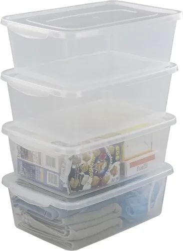 Vista 7 de Contenedores de almacenamiento de plástico de 14 cuartos de galón con tapa, caja de cierre transparente, juego de 4