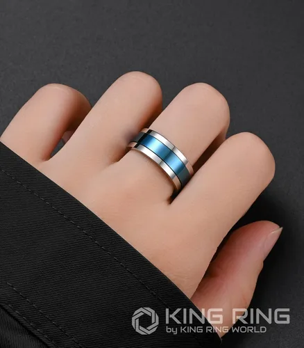 Vista 4 de King Ring Anillos giratorios ultra pulidos de 0.315 in Anillos de acero inoxidable planos brillantes de alta calidad para hombres y mujeres