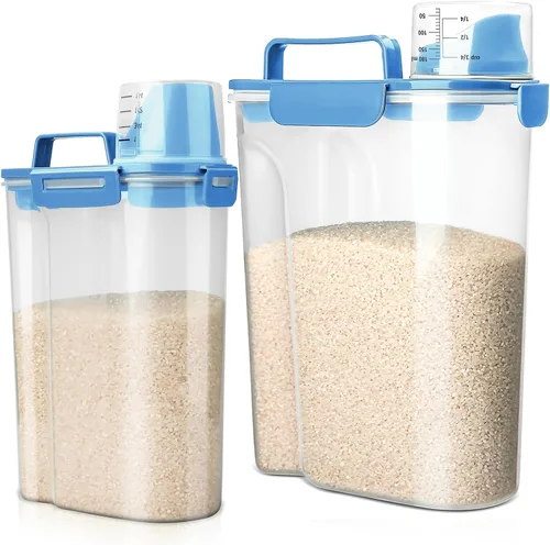 Vista 17 de Viretec Recipiente de almacenamiento de arroz, dispensador hermético de alimentos secos de 15 a 20 libras, recipiente de comida para mascotas