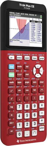 Vista 3 de Texas Instruments TI-84 Plus CE Calculadora gráfica a color, rojo radical pequeño