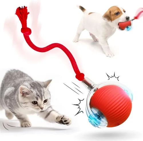 Vista 8 de Pelota de juguete interactiva para gatos, juguetes para gatos de interior, juguetes interactivos inteligentes autoenrollables para perros, bolas