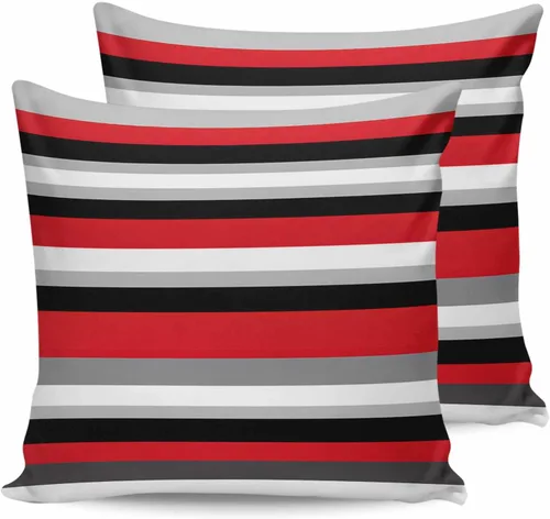 Vista 14 de Fundas de almohada de exterior impermeables de 16 x 16 pulgadas, fundas de almohada de poliéster con rayas blancas y negras, fundas decorativas