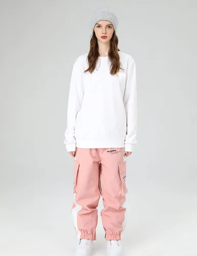 Vista 3 de SEARIPE Pantalones de esquí impermeables para mujer, a prueba de viento, para invierno, cálidos, desmontables, para snowboard