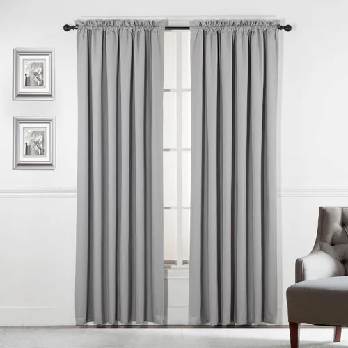 Vista 15 de Diamond Home Linens Cortinas opacas con dobladillo para cortinero de 45 pulgadas de largo para dormitorio, paneles de tratamiento de ventanas