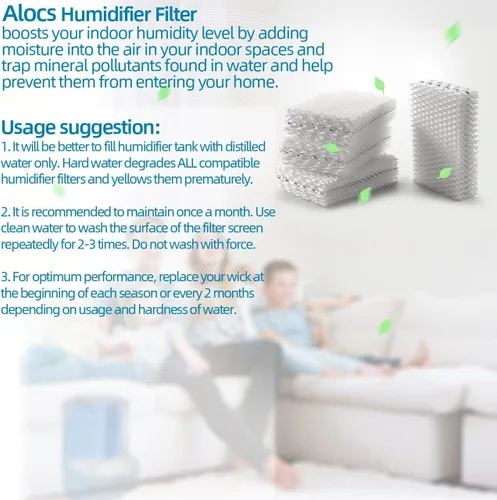 Vista 7 de Alocs WF813 - Filtro humidificador de repuesto para Relion - RCM832 RCM-832N Procare PCWF813 Protec WF813 Equate EQ-2119-UL EQWF813 Filtros de mecha