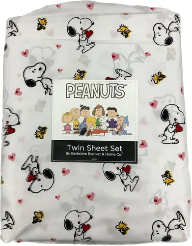 Vista 8 de Berkshire Blanket Peanuts - Juego de sábanas para el día de San Valentín (gris - siesta con corazones, matrimonial)