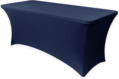 Vista 56 de Obstal Funda de mesa de elastano elástica de 4 pies para mesas plegables estándar, paquete de 2 manteles rectangulares universales ajustables
