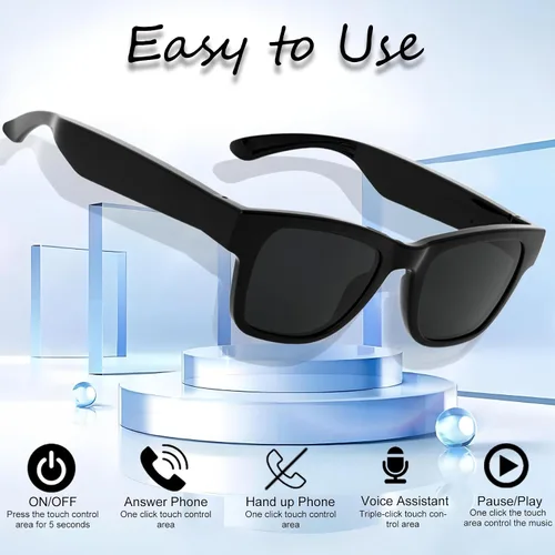 Vista 3 de Lentes inteligentes AI con lentes de cambio de color, gafas Bluetooth para hombres y mujeres con traducción más de 160 idiomas asistente de voz