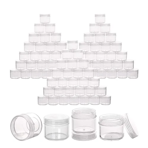 Vista 15 de 100 unidades de 10 g de envases de muestra pequeños con tapas. Frasco de plástico. Frascos cosméticos vacíos. Frascos de maquillaje. Envases