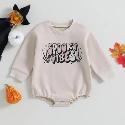 Vista 96 de Ropa de Halloween para bebé niña, sudadera con estampado de calabaza, mameluco de burbujas, lindo traje de Acción de Gracias de otoño