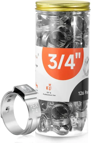 Vista 15 de 60 piezas de anillos de abrazaderas de cincha PEX de 1 pulgada, abrazaderas de manguera de una oreja de acero inoxidable 304, anillos de crimpado