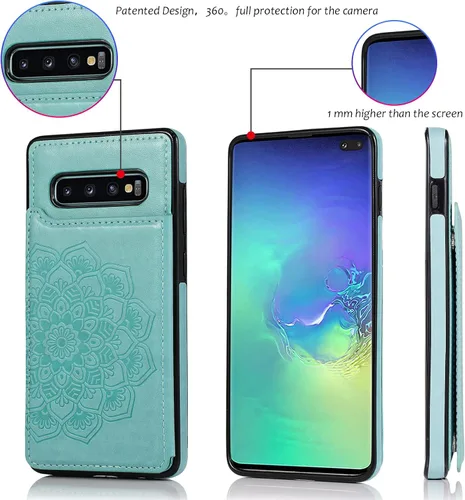Vista 8 de Asuwish Funda compatible con Samsung Galaxy S10 Plus y protector de pantalla de vidrio templado con ranura para tarjetero, soporte para teléfono