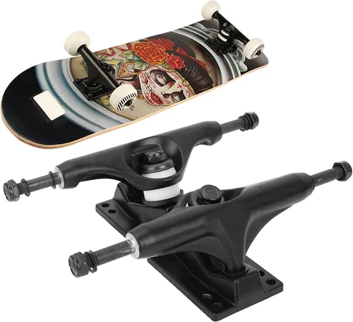 Vista 5 de Health Gear - Paquete de 2 camiones de patineta de aleación de aluminio negro de 4 a 8 pulgadas, monopatín de patineta longboard, camiones