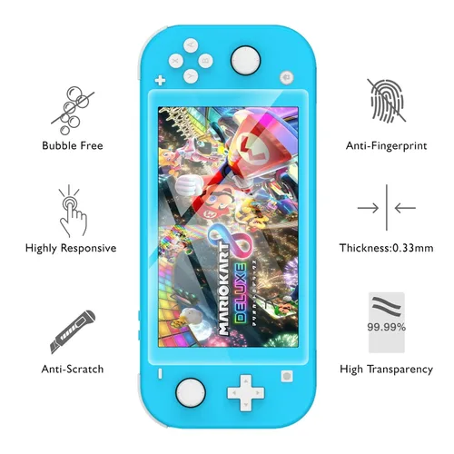 Vista 5 de HEYSTOP Compatible con Nintendo Switch Lite funda de transporte Mini Switch Lite Funda protectora de pantalla de vidrio templado, soporte de juego