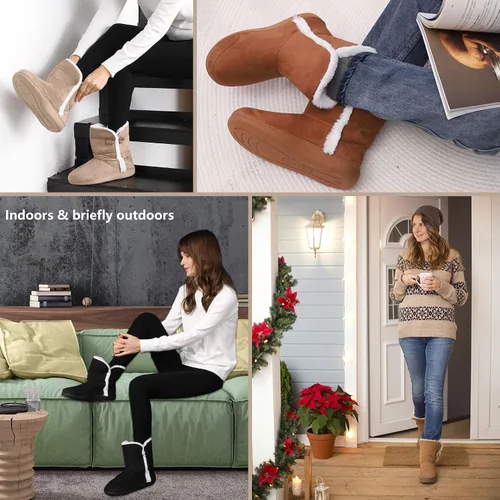 Vista 6 de Home Slipper Pantuflas de invierno cálidas de espuma viscoelástica para mujer